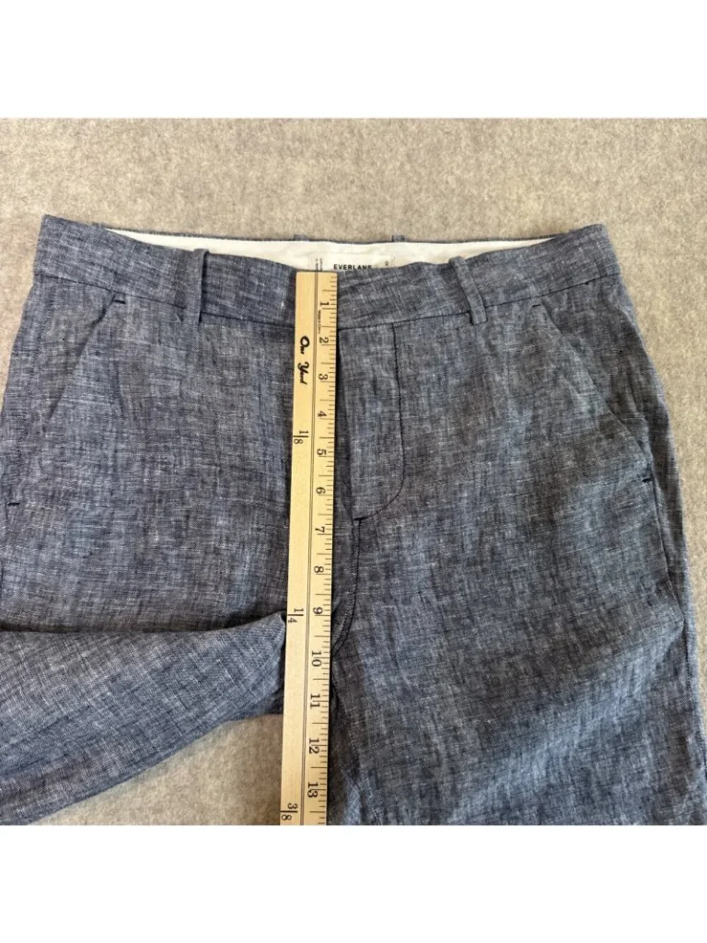 Everlane 100% European Flax Linen Pants Mens 29x30 Blue Chambray Straight Leg